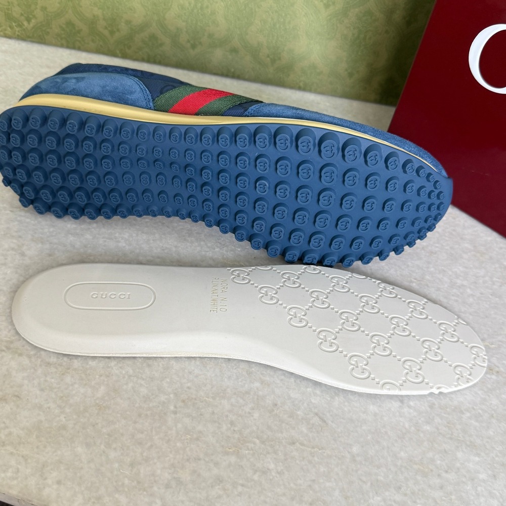 GUCCI 832461 Men's Canvas Blue GG Re-Motion sneaker, Size UK 9 - Picture 2 of 16
